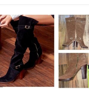 Report Signature Lipton Tan  Brown Suede Leather Over the Knee Boots sz 10